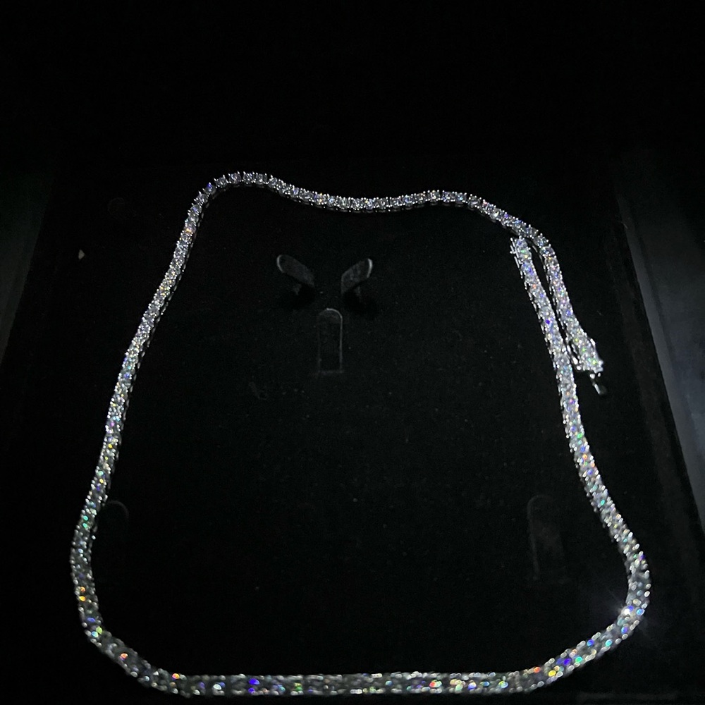 4mm 22inch vvs moissanite tennis chain pass diamond tester💎